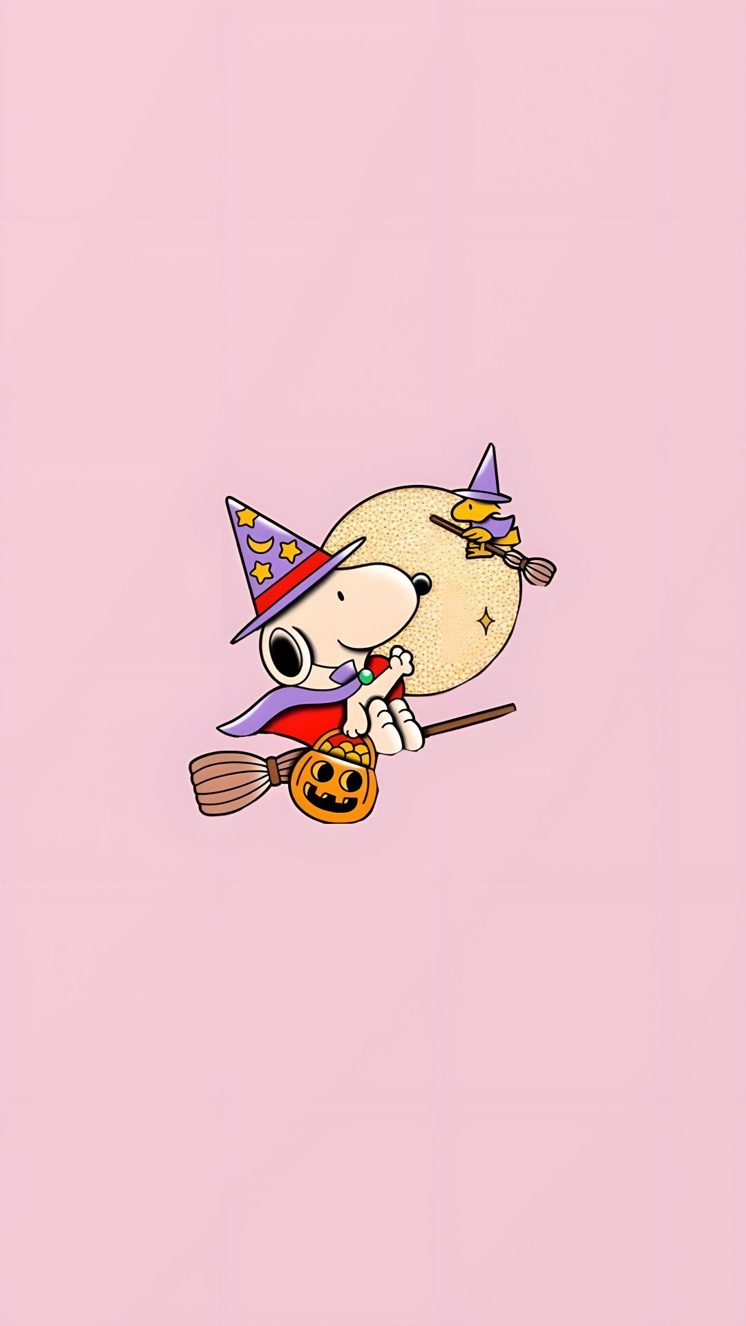 a cartoon dog with a witch hat and broom flying through the air on a pink background Pink Snoopy Halloween Kitty, Pink Halloween, Halloween, Charlie Brown, Funny Memes, Funny,