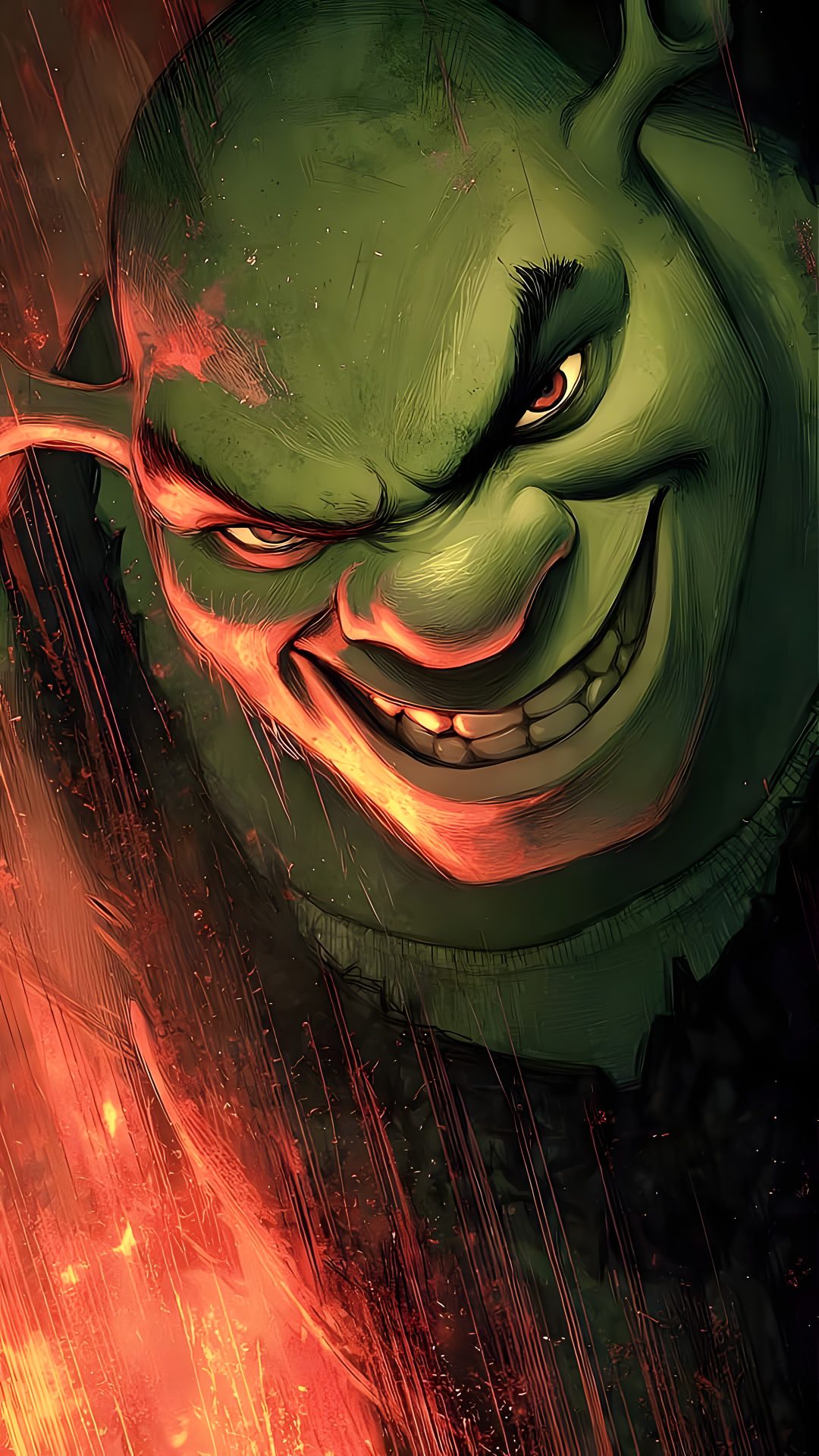 an illustration of a green man in the rain with fire coming out of his mouth Halloween Shrek Shrek Art, Shrek, Thor, dark slate gray
