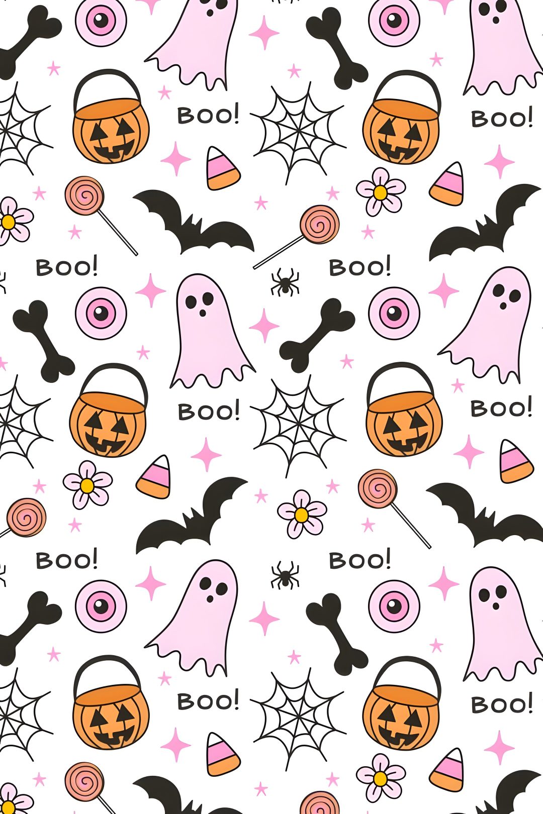 halloween themed wallpaper with pumpkins and bats Halloween Pattern Seamless white