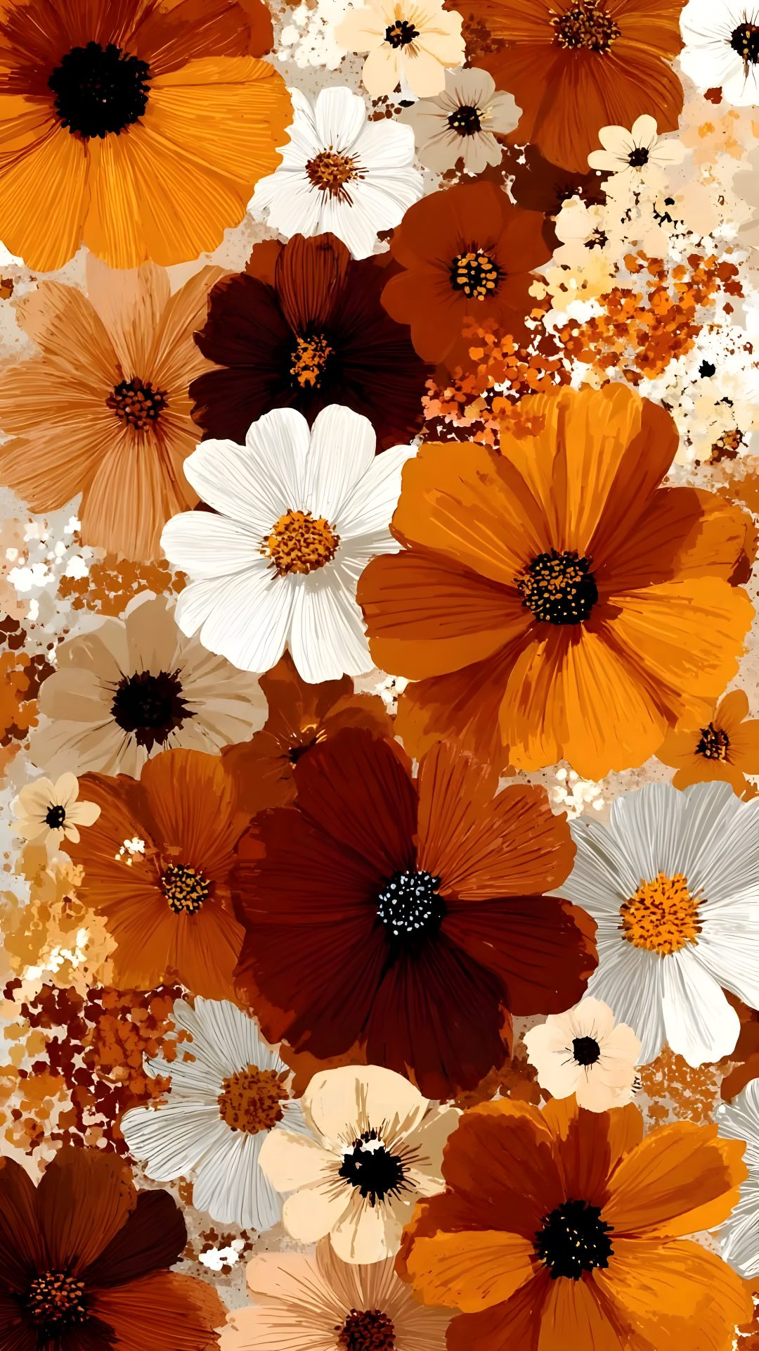 an orange and white flower pattern is shown in this image, it appears to be very colorful Halloween Floral Aesthetic chocolate