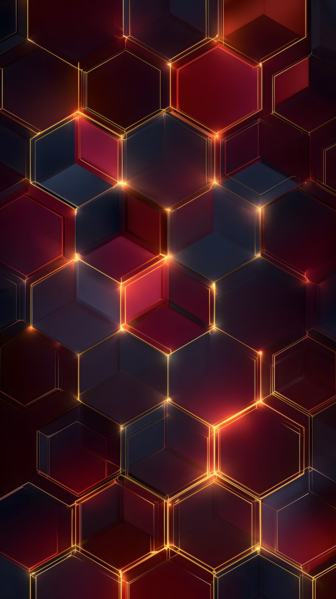 an abstract background consisting of red and black cubes with bright lights in the middle Halloween Hexagon Dark Honeycomb, Color, Grey, black