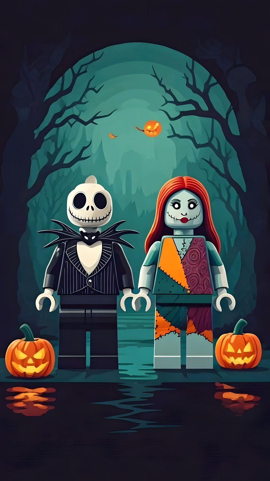 two legos dressed in halloween costumes sitting next to each other Halloween Lego dark slate gray