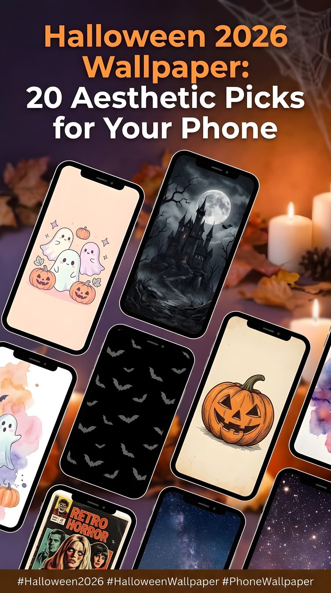 halloween phone wallpapers with pumpkins and ghostes on them, all in different colors Create Halloween Phone dark slate gray