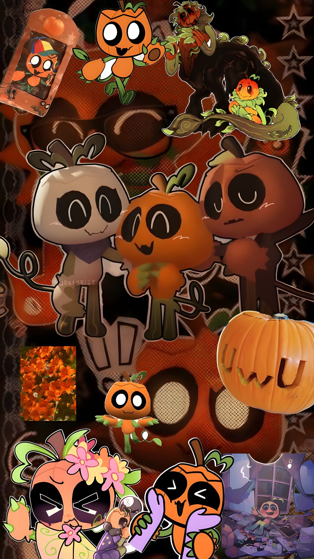 an image of halloween stickers with pumpkins and jack - o'- lanterns Dandys World Halloween Toons saddle brown