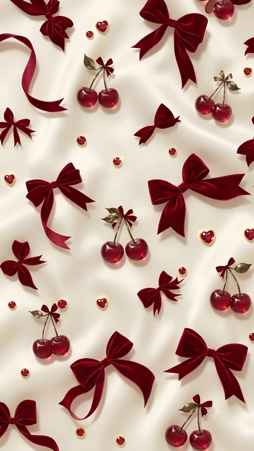 cherries with bows and jewels on a white background Halloween Cherry light gray