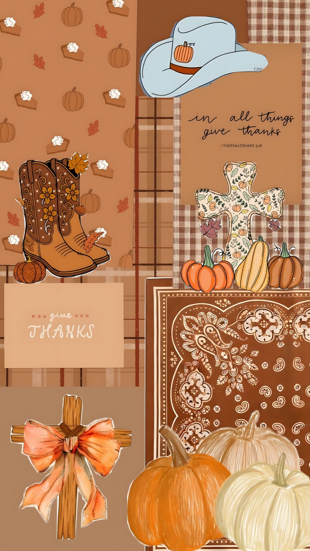thanksgiving cards with pumpkins, boots and a hat on top of the card board Fall Cute Western Halloween peru