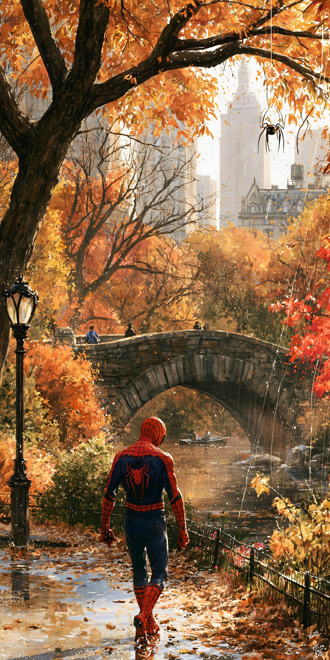 a painting of a spider man walking in the rain Marvel Halloween Iphone Spiderman, sienna