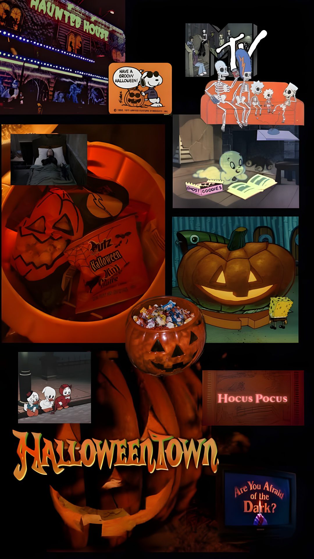 an advertisement for halloween town with pumpkins and jack - o'- lanterns Halloweentown Aesthetic black