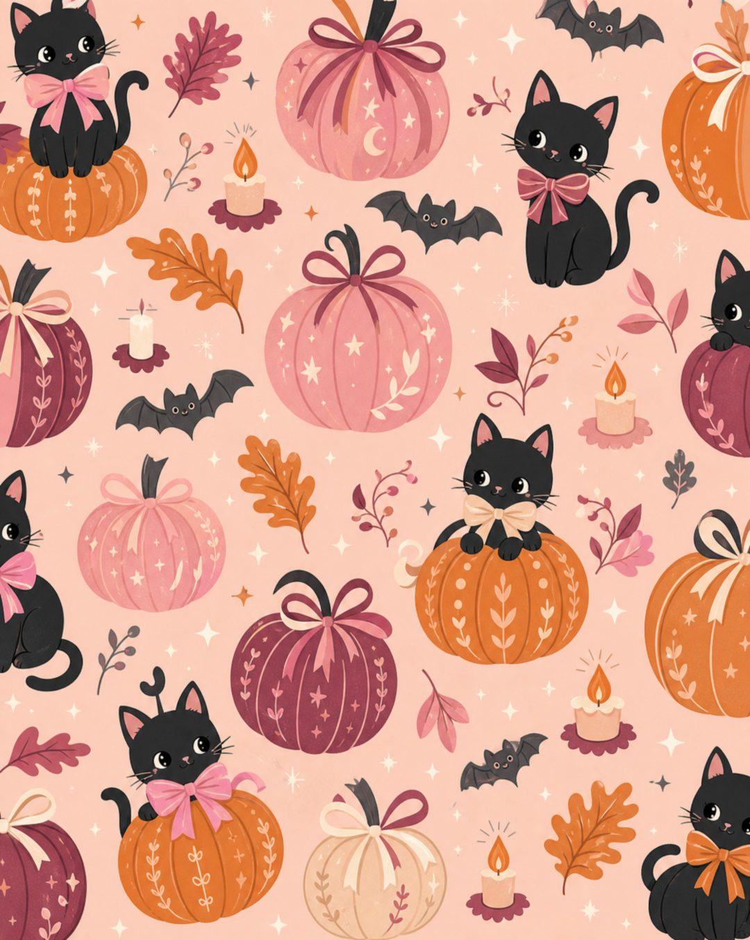 an image of halloween pumpkins with cats on them Halloween Pastel Cat Halloween Cat, Black Cat Halloween, Black Cat, Halloween, peach puff