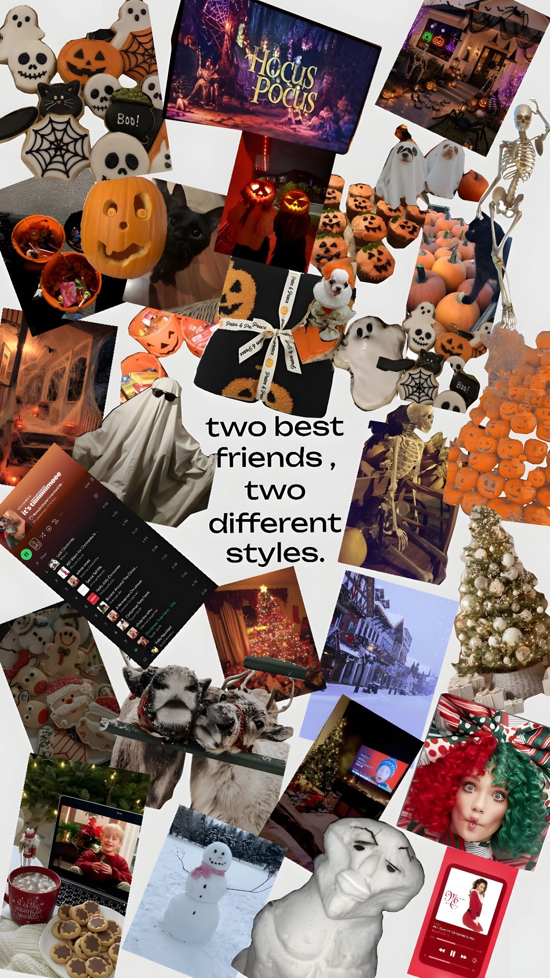 a collage of halloween images with the words two best friends, two different styles Best Friend Halloween sienna