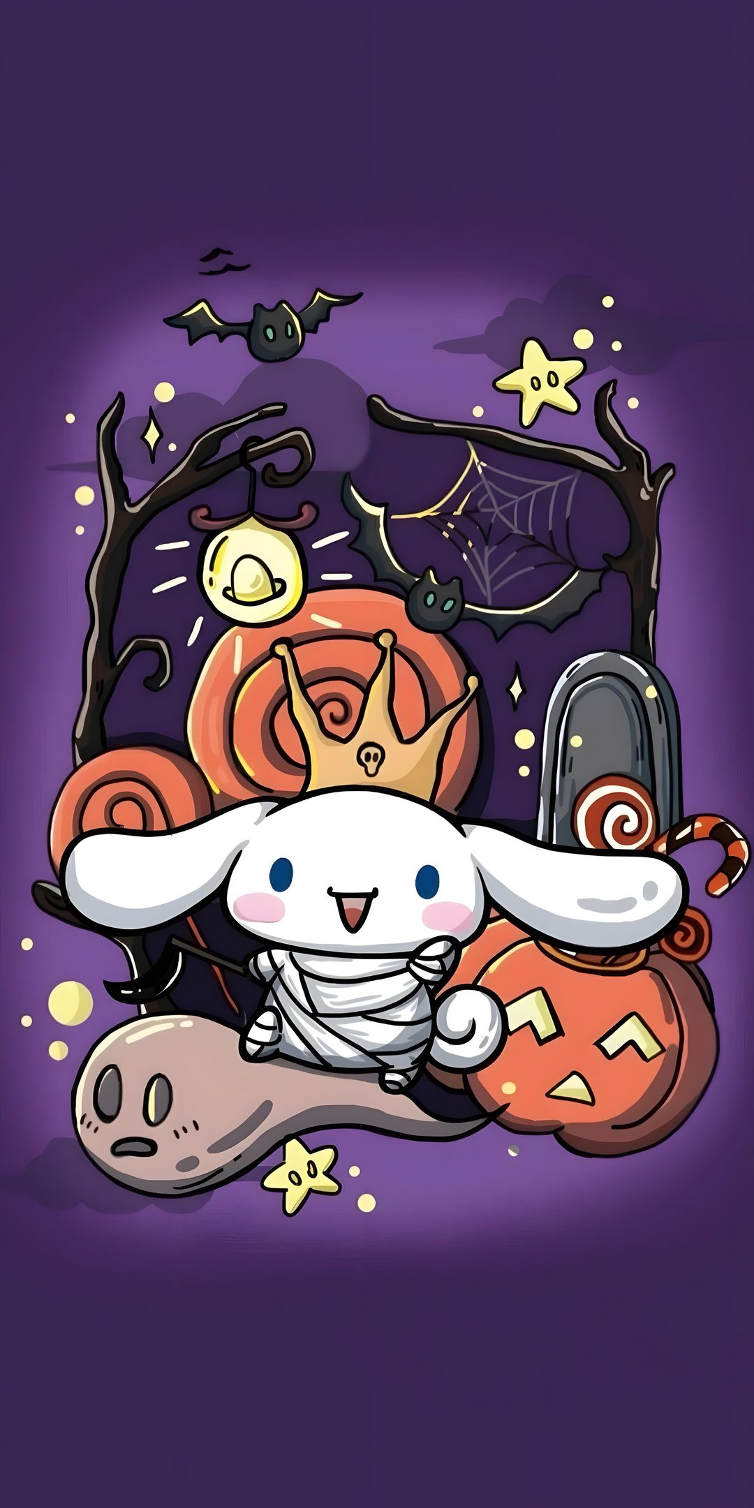an image of a cartoon character with pumpkins Cinnamoroll Halloween dark slate gray
