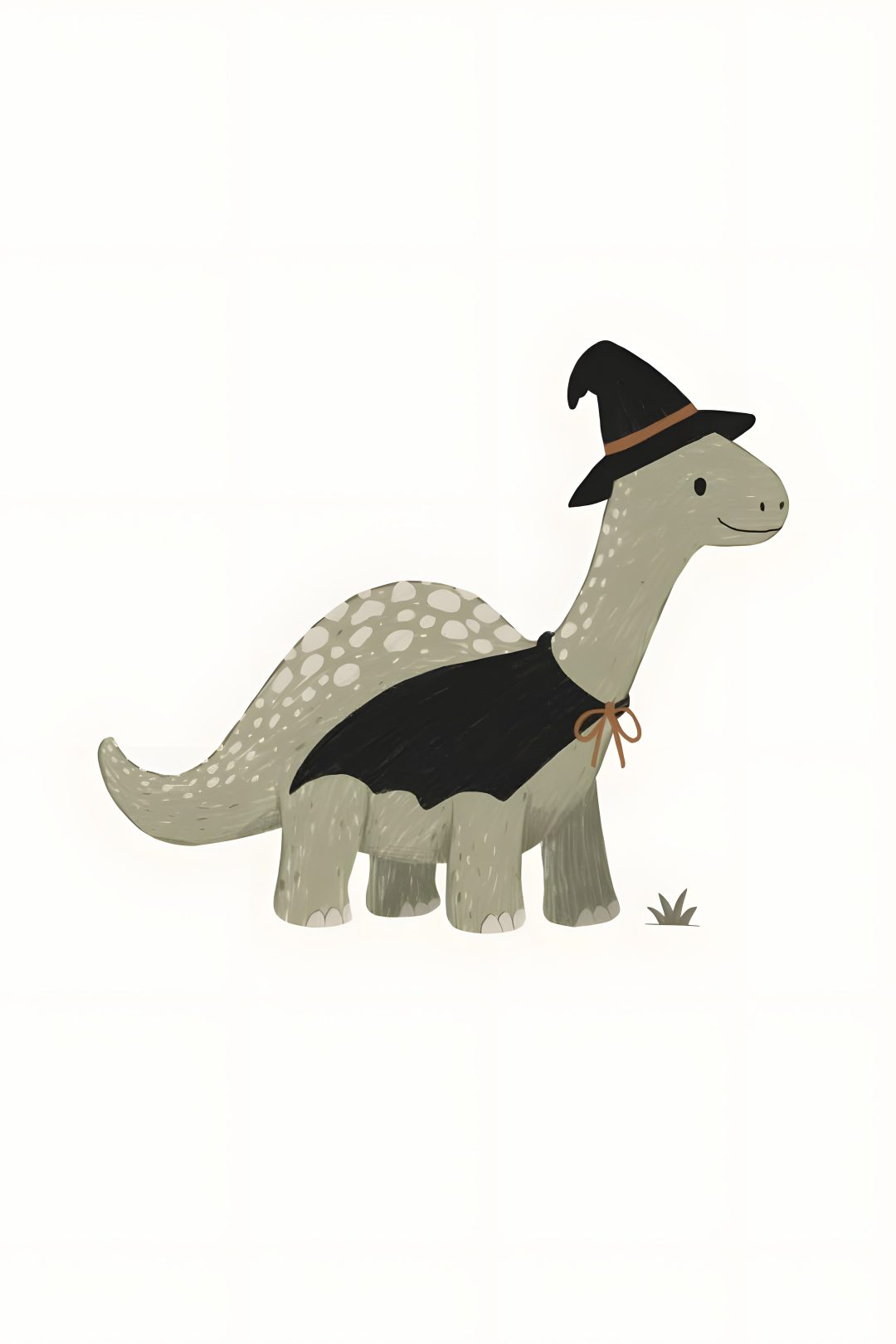an illustration of a dinosaur wearing a witches hat Halloween Dinosaur For Nursery white smoke