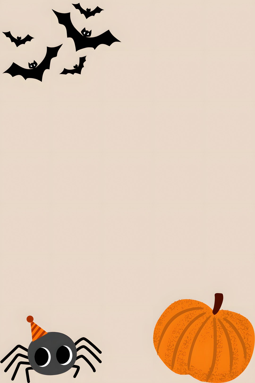 an image of halloween background with pumpkins and bats in the air, on a beige background Halloween Templates light gray