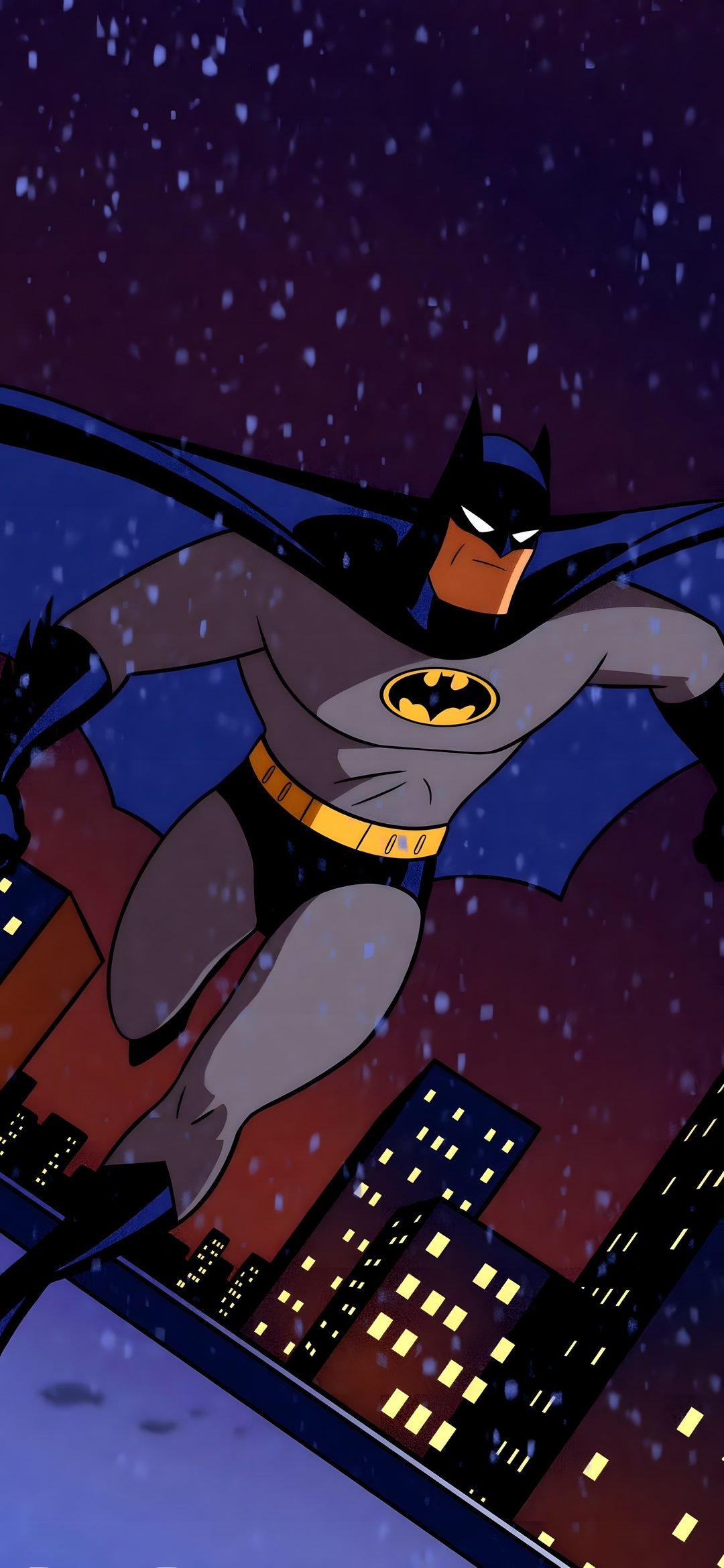 batman flying over the city at night Batman The Long Halloween black