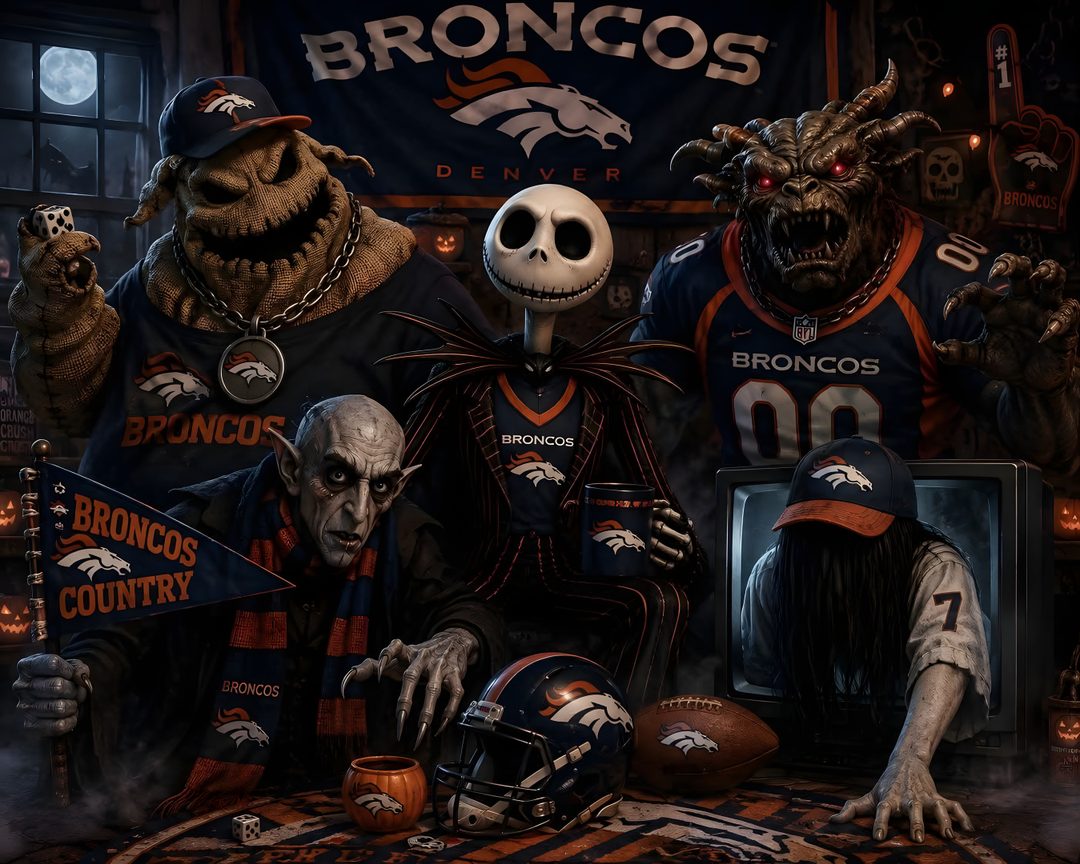the denver football team is dressed up for halloween Denver Broncos Halloween black