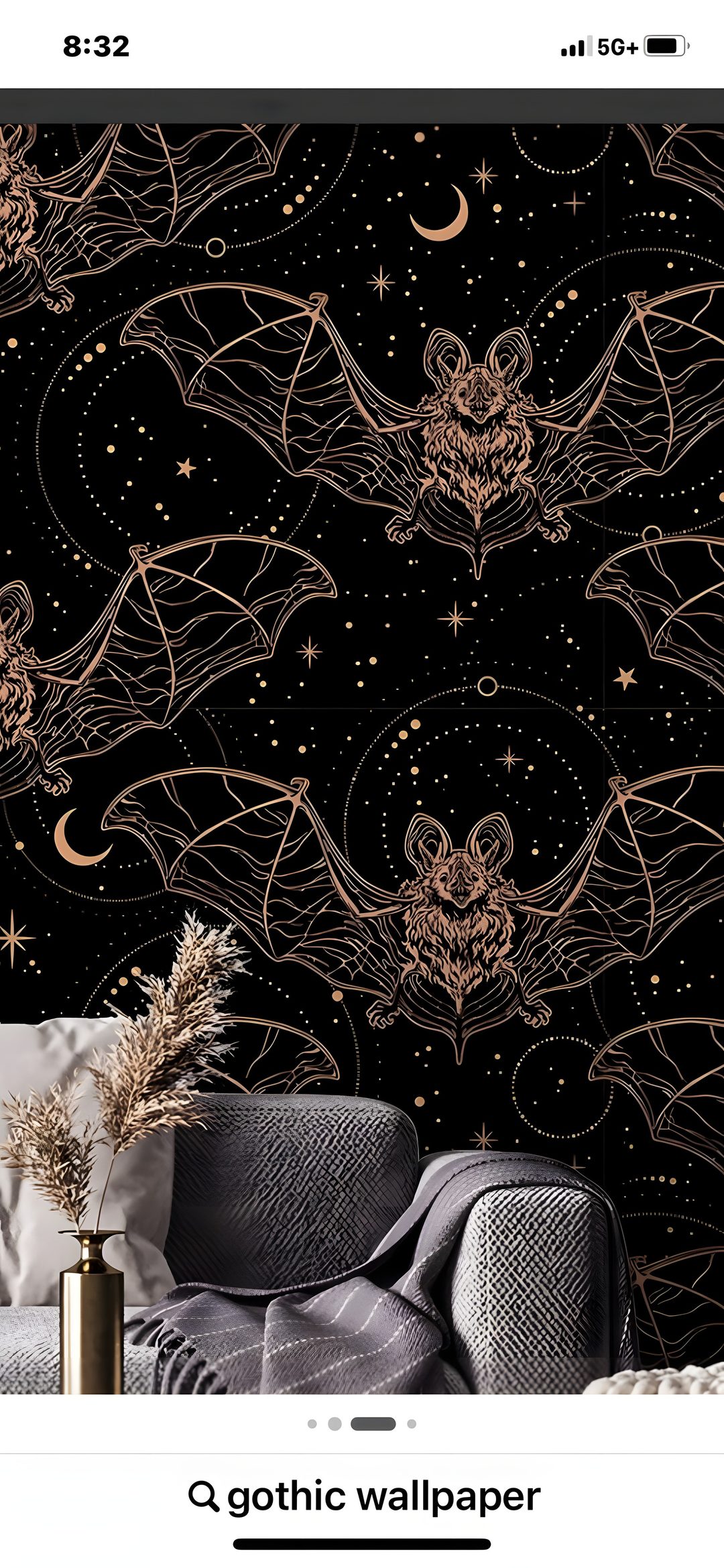 an image of a wallpaper with bats and stars in the night sky on it Halloween Bat For Bedroom Bathroom Inspiration Decor, Decor, Bathroom Inspiration, Wall, black