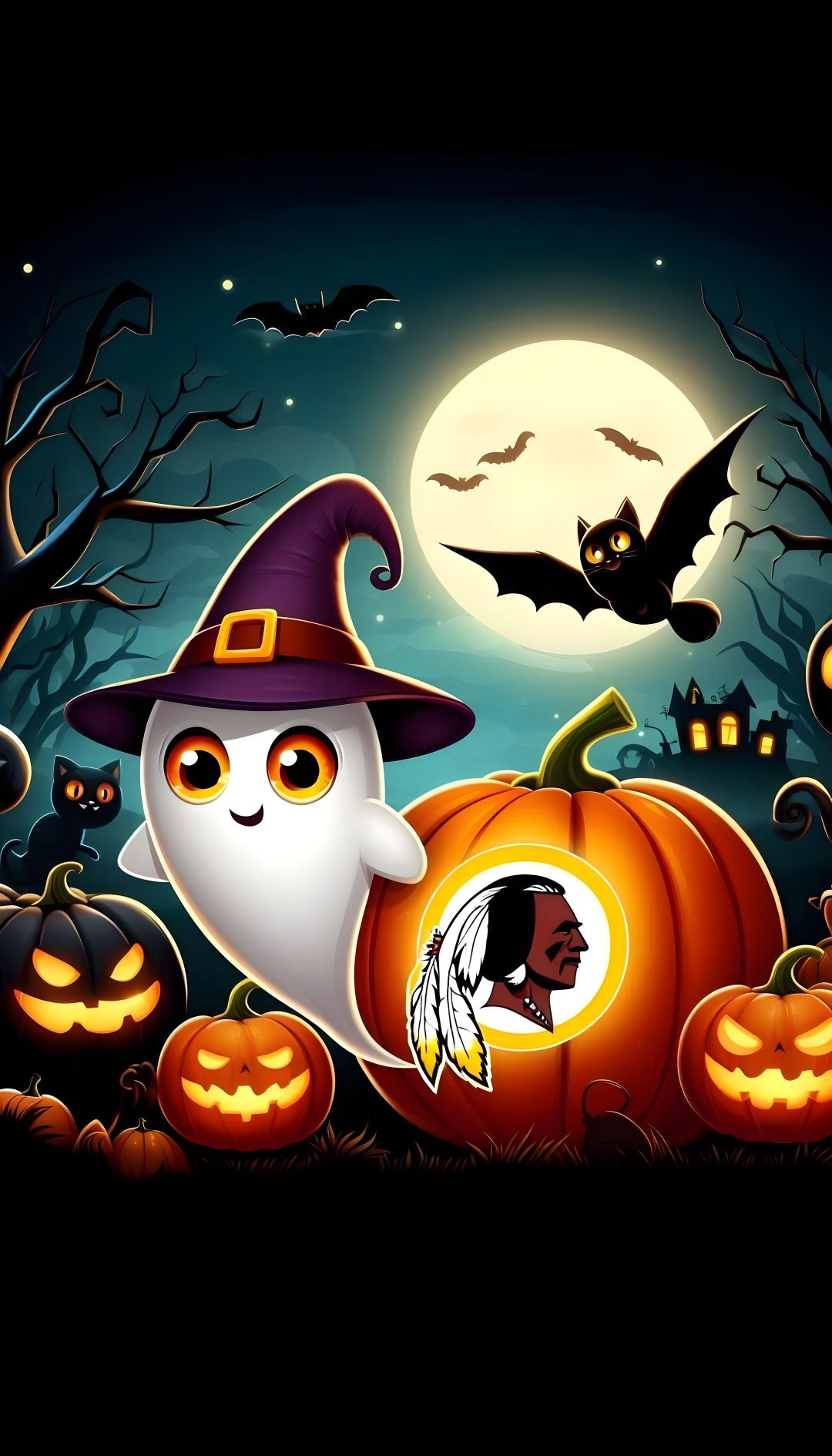 an image of a halloween scene with pumpkins Nfl Halloween Free Halloween, Team Logo, Free Printables, Halloween, Design, black
