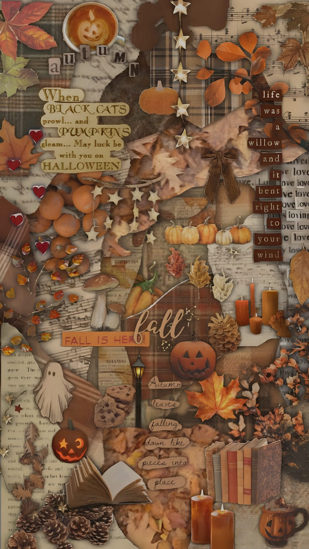 Please follow me🧡🤎 #fyp #wallpaper #halloween #autumn #aesthetic #fall #art #vintage Vintage Halloween Collage sienna