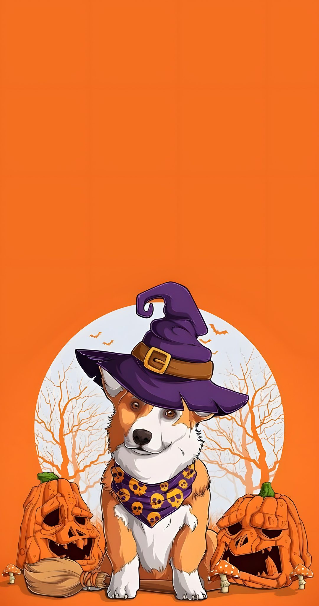 a dog wearing a witches hat sitting next to pumpkins Corgi Halloween Halloween Dog, Cricut, chocolate
