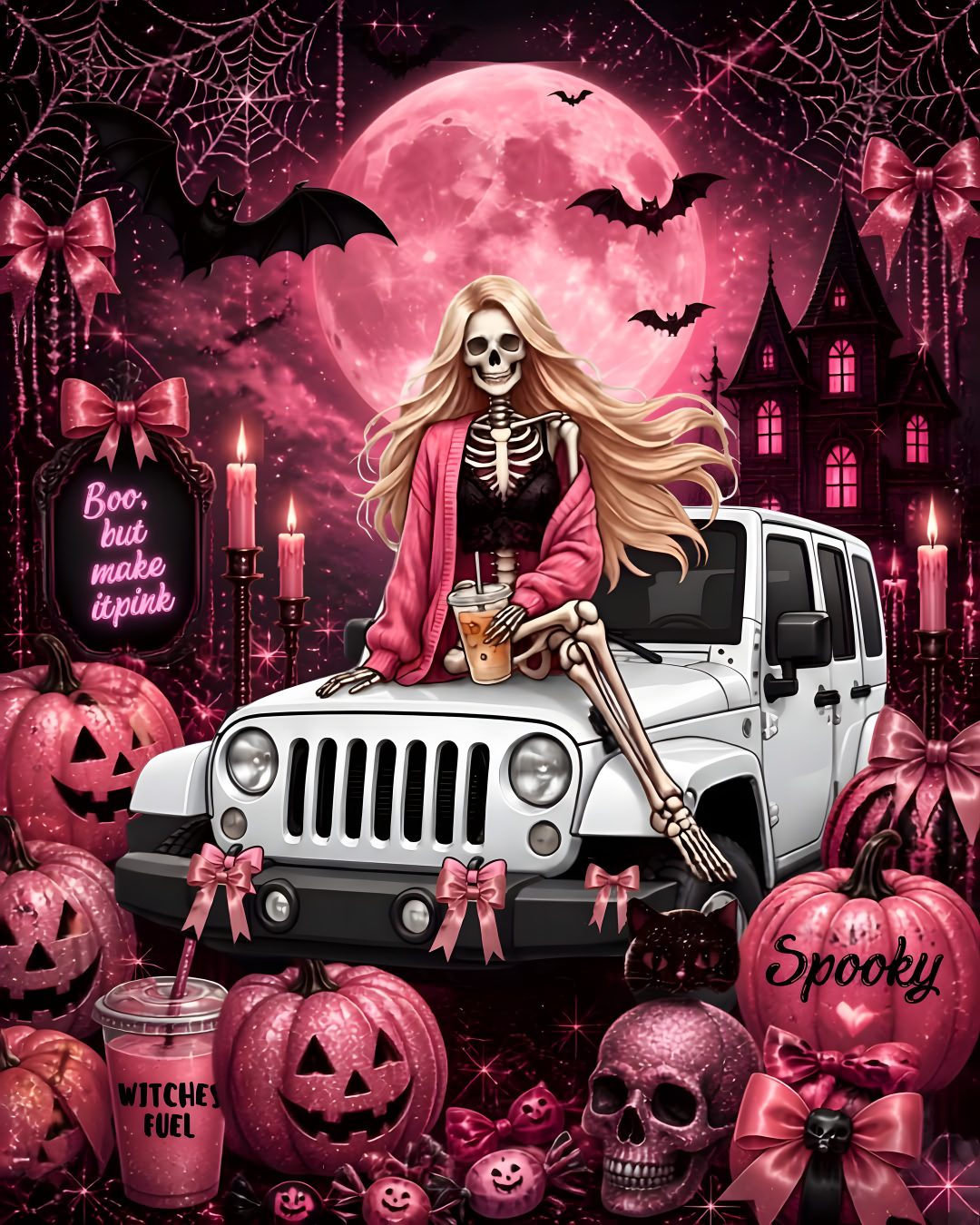 jeep girl halloween #halloweequeen #pinkhalloween #moodyglam #blondesnjeeps Halloween Jeep saddle brown