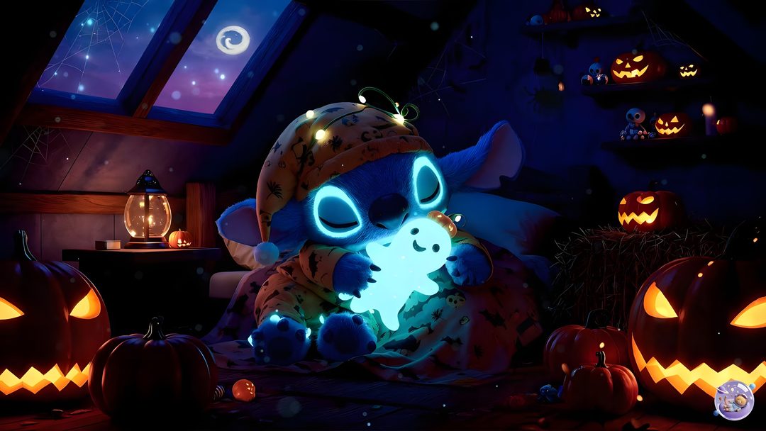 a group of halloween pumpkins with glowing eyes Stitch Halloween Desktop Fall Asleep Faster, Soothing Sounds, Sweet Dreams, Sleep, black