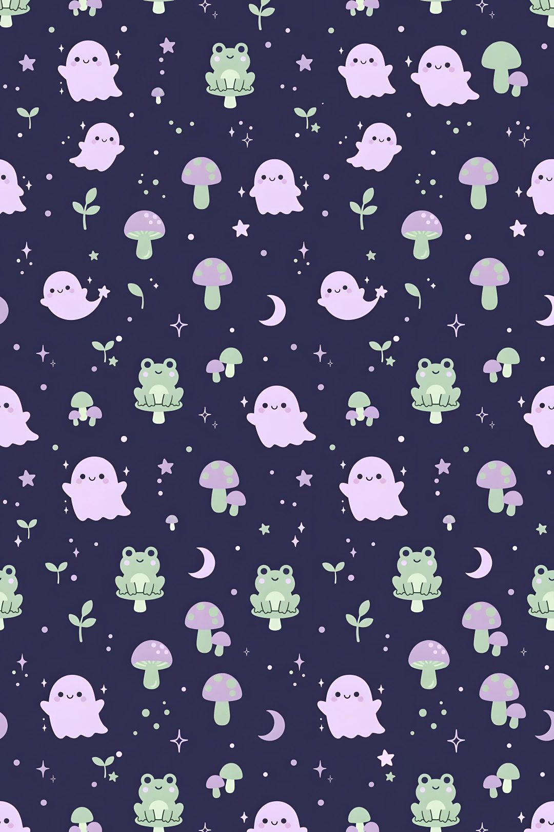 a purple and green pattern with little monsters on it's sides, in the night sky Purple And Green Halloween dark slate gray