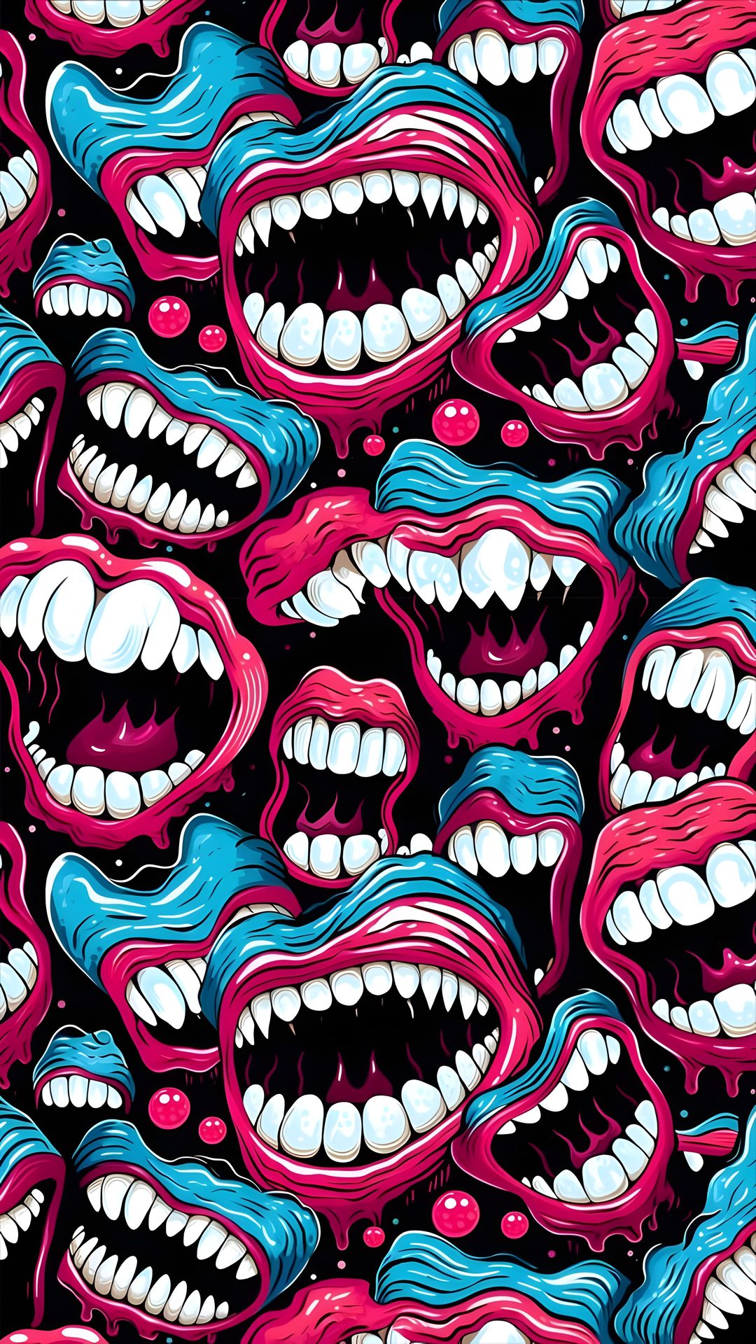 an image of many mouths with different colors Halloween Teeth indigo
