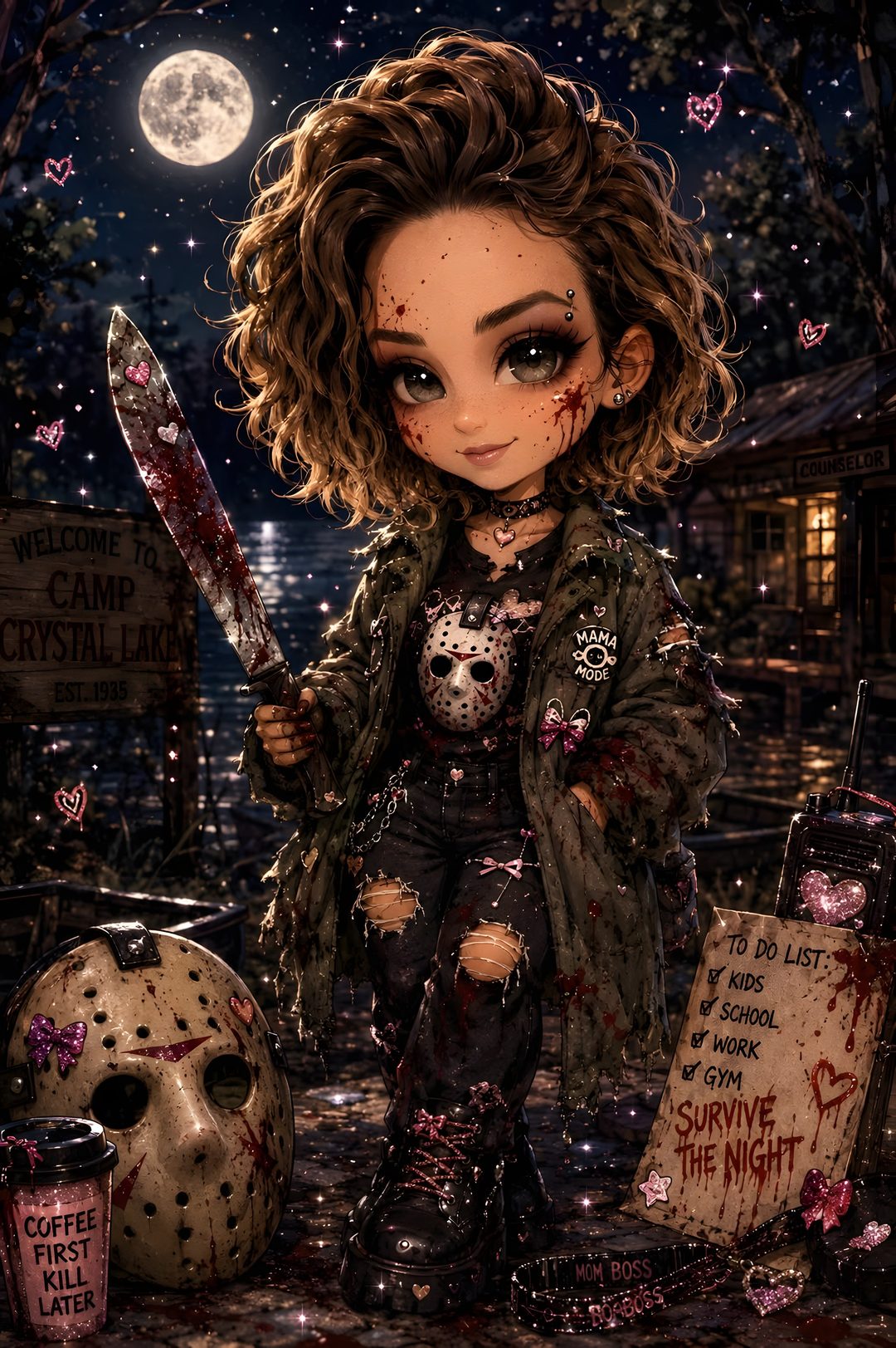 Halloween Scary Cute Girl black