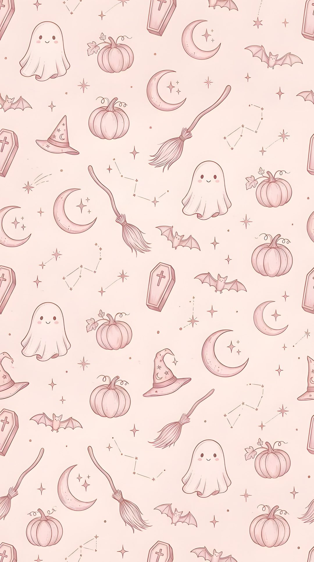 a pink and white halloween themed wallpaper Light Pink Halloween linen