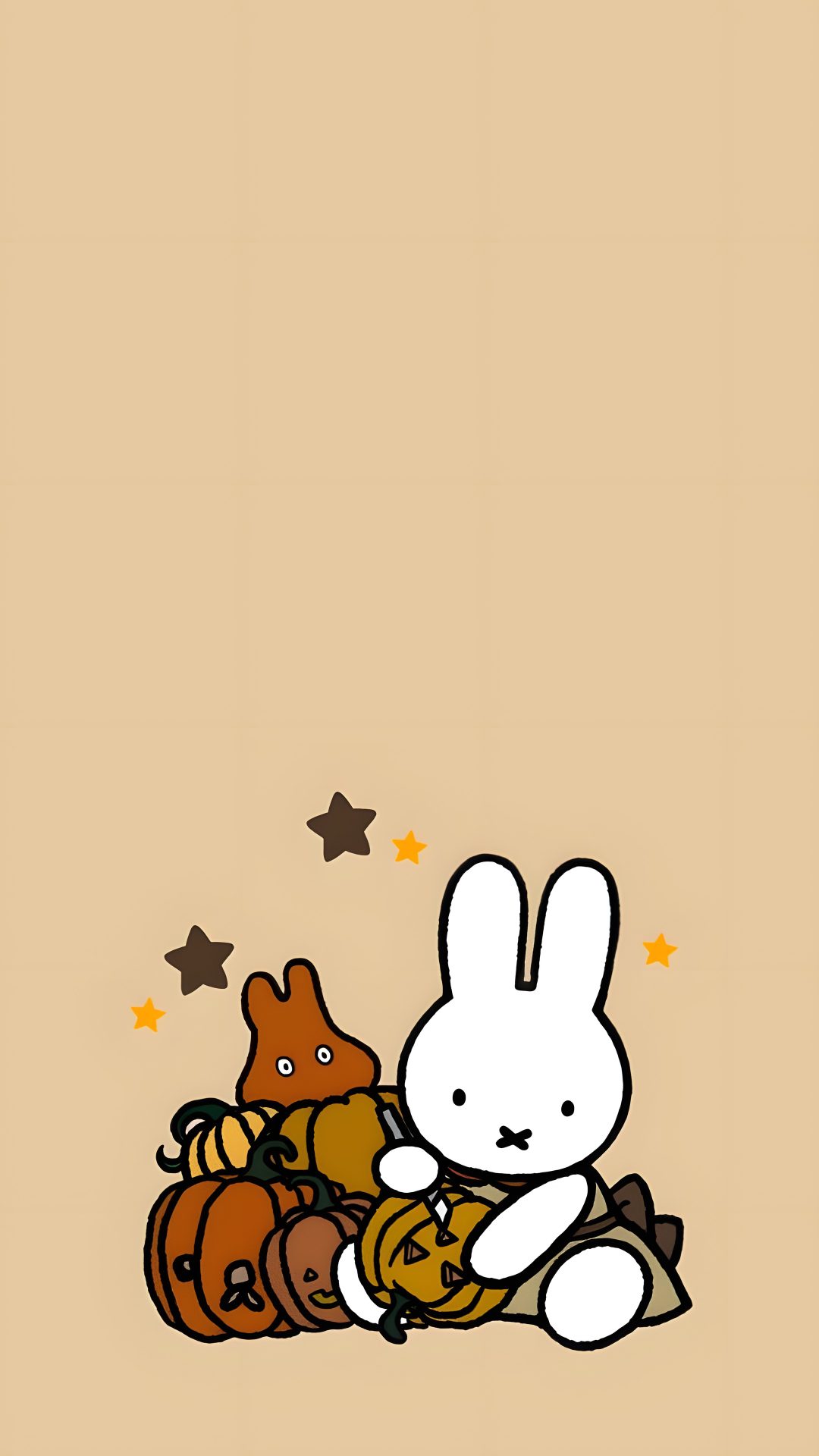 a cartoon rabbit sitting on top of a pile of pumpkins Miffy Halloween Book Of Shadows, Fall Pumpkins, Phone, Hello Kitty, Kitty, Halloween, burlywood