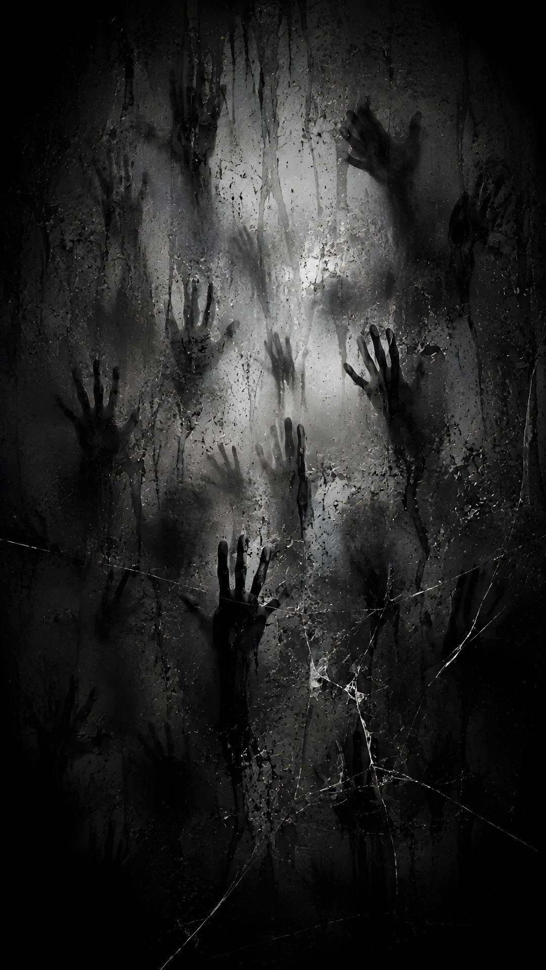 several hand prints on a wall in black and white Halloween Creepy Halloween Art, Digital, Dark Art, Lock Screen, Phone, Iphone, black