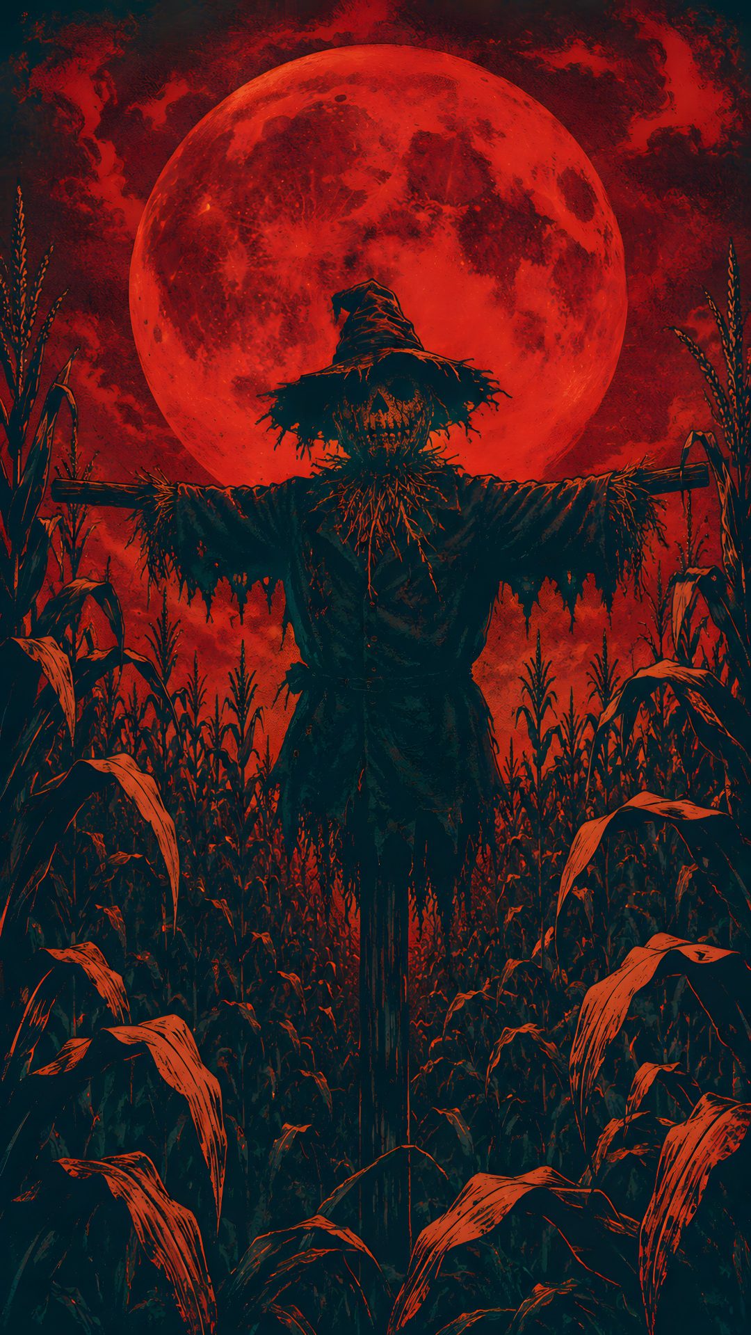 a scarecrow standing in the middle of a cornfield with his arms outstretched to the sky Halloween Attack Pumpkin Monster, Scarecrow Tattoo, Halloween Photos, Halloween, Scarecrow, black