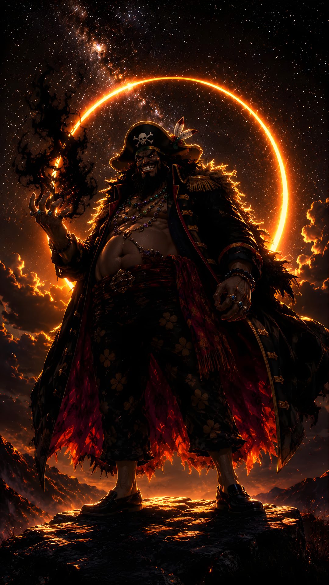 a man with long hair standing in front of a full moon One Piece Halloween 4k black