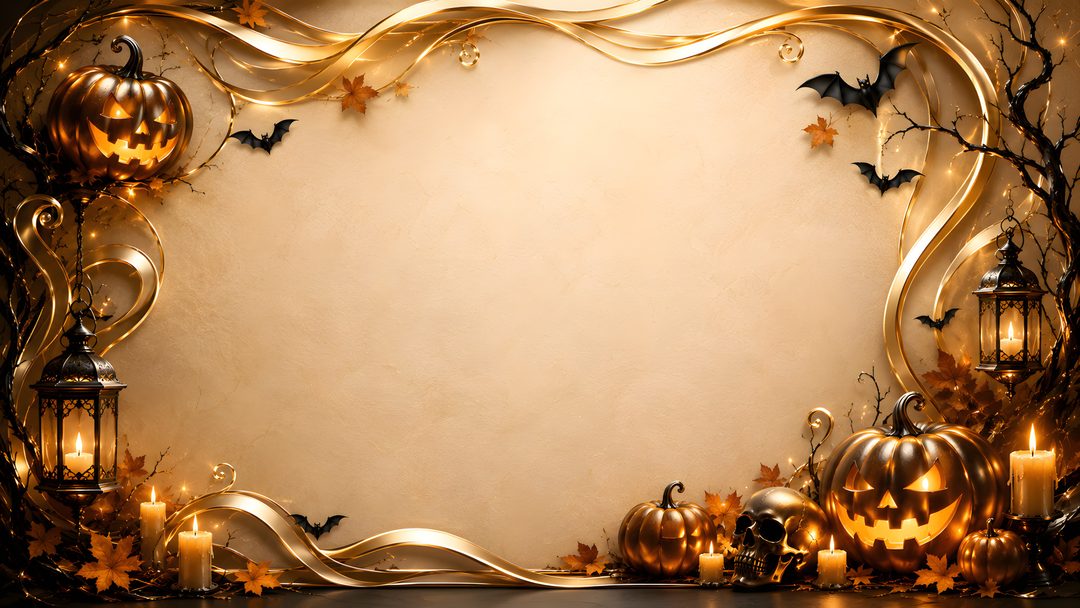 an artistic halloween background with pumpkins and bats Halloween Scroll peru