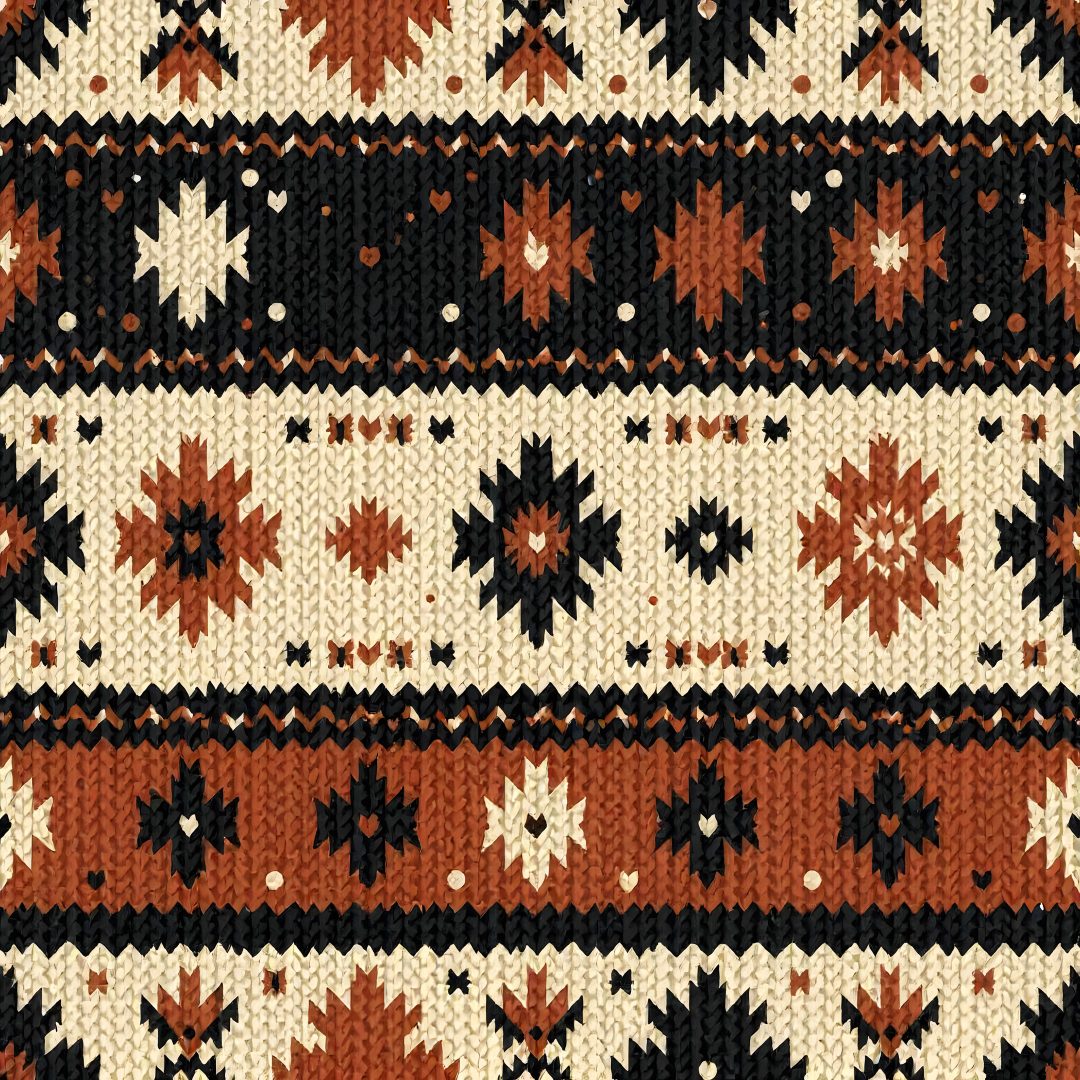 an old knitted pattern with black, red and white stars on the side photo Halloween Fair Isle Abstract Prints, Seamless Patterns, Pattern Design, Pattern, Design, sienna