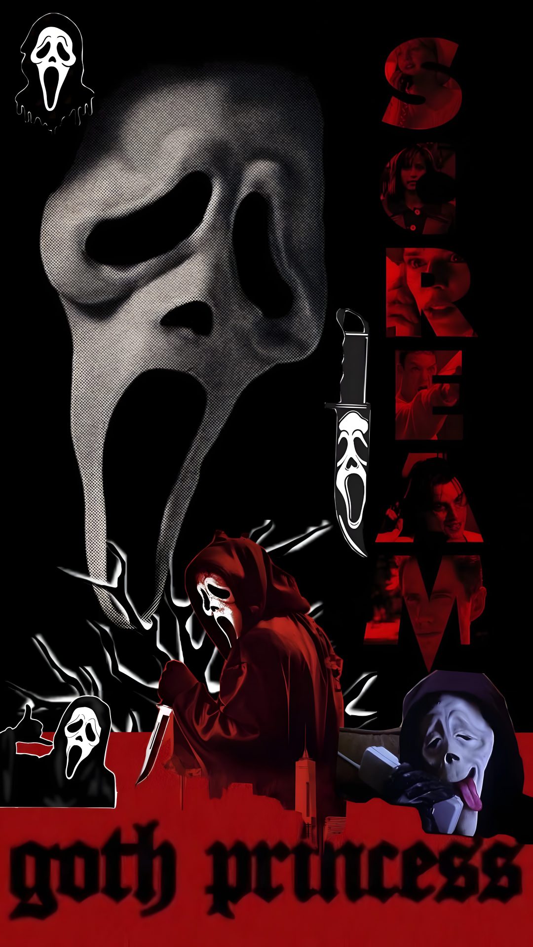 a movie poster with the words goth princess written in black and red on it's side Y2k Halloween Scream black