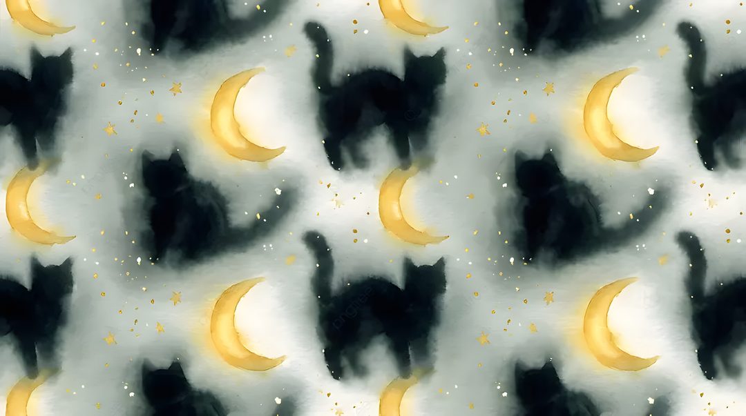 a black cat sitting on top of a yellow moon Halloween Cat Desktop
