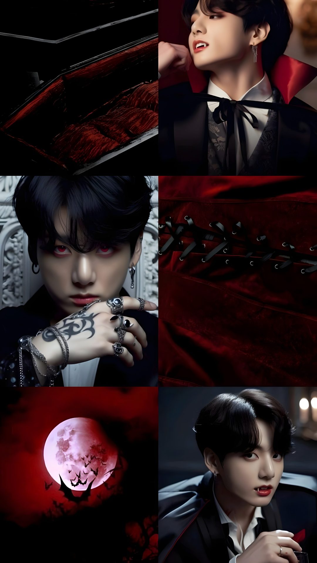 the collage shows many different images of people with tattoos on their arms and hands Jungkook Halloween Bts Vampire Group Photo, black
