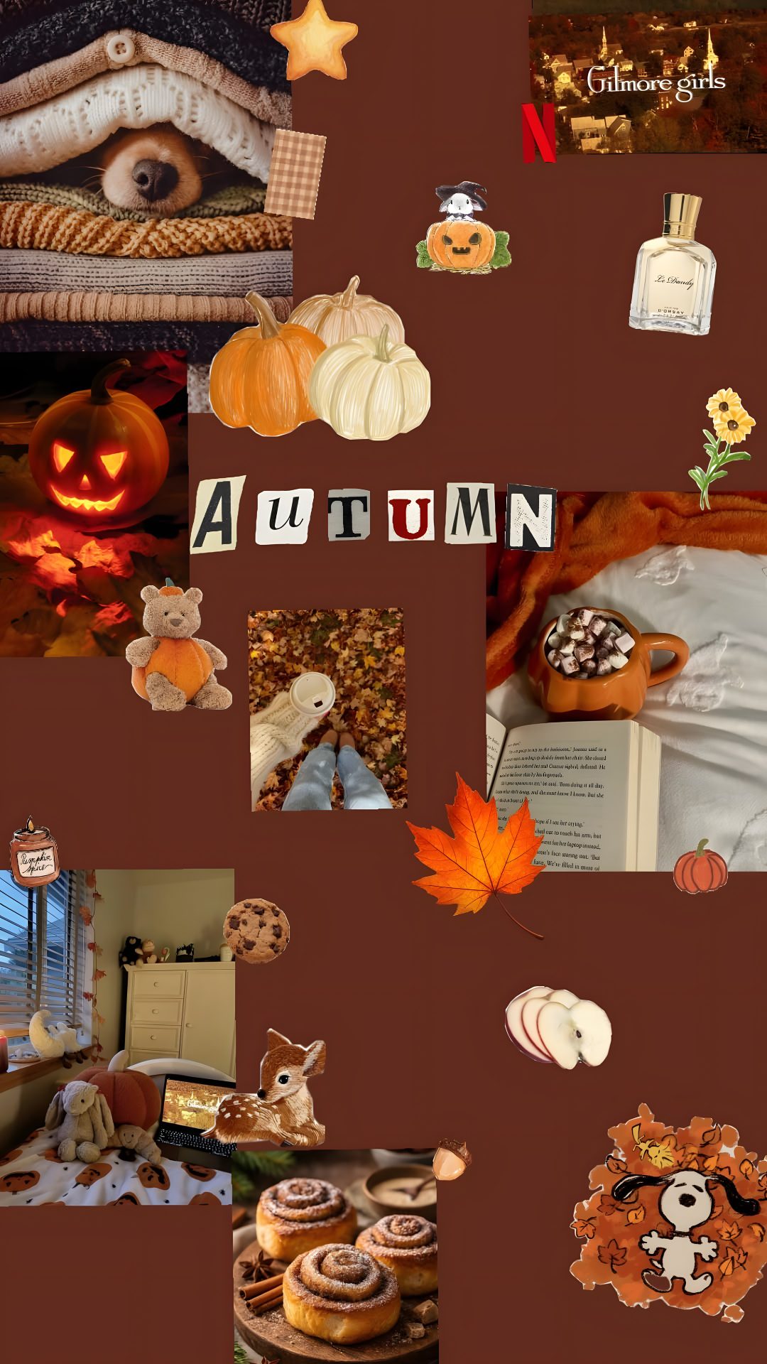a collage of pictures with pumpkins, cookies and other things in them that are all over the place Aesthetic Aesthetic Autumn Halloween saddle brown