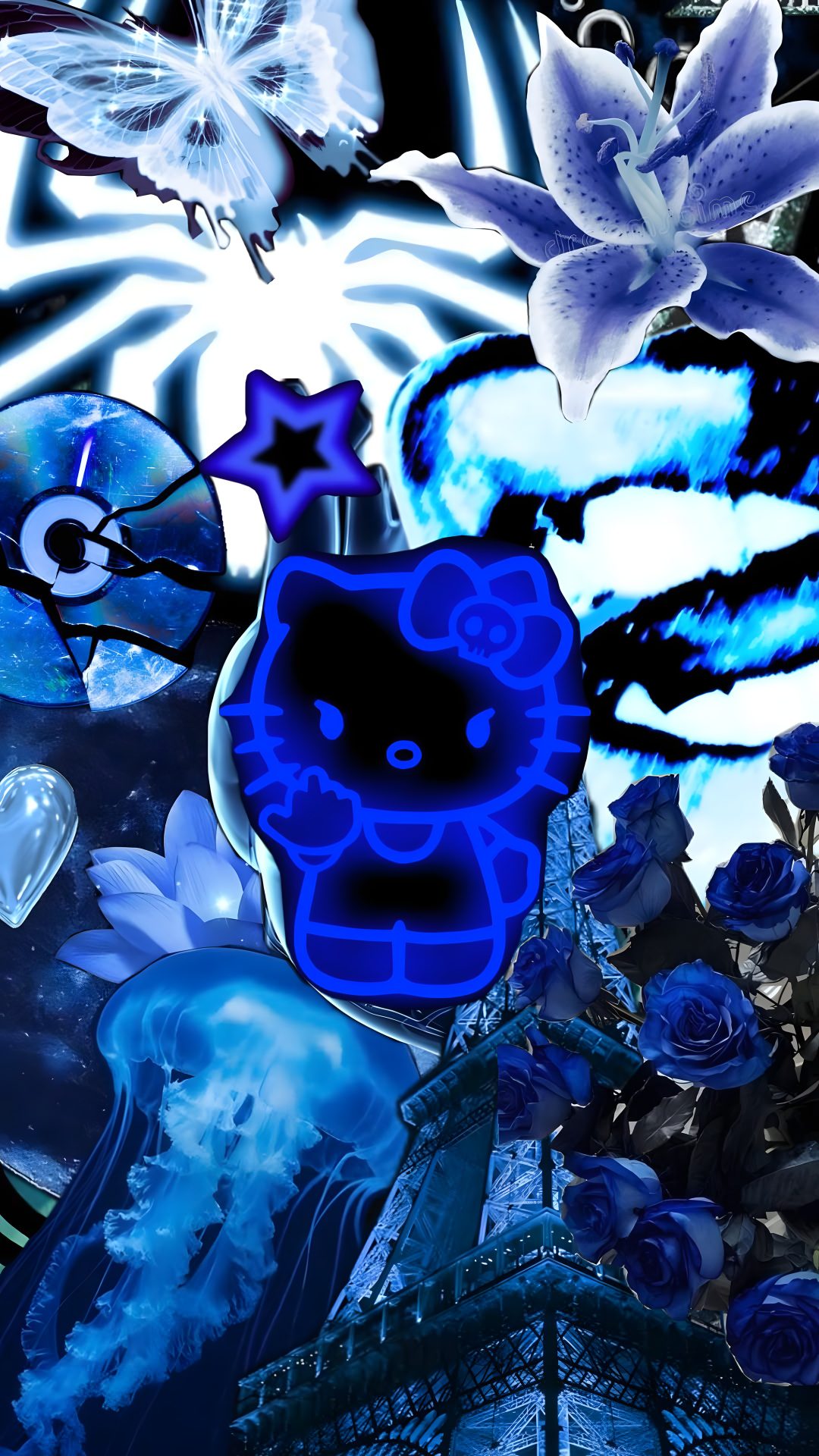 an artistic photo with blue and white flowers Blue Hello Kitty Halloween midnight blue