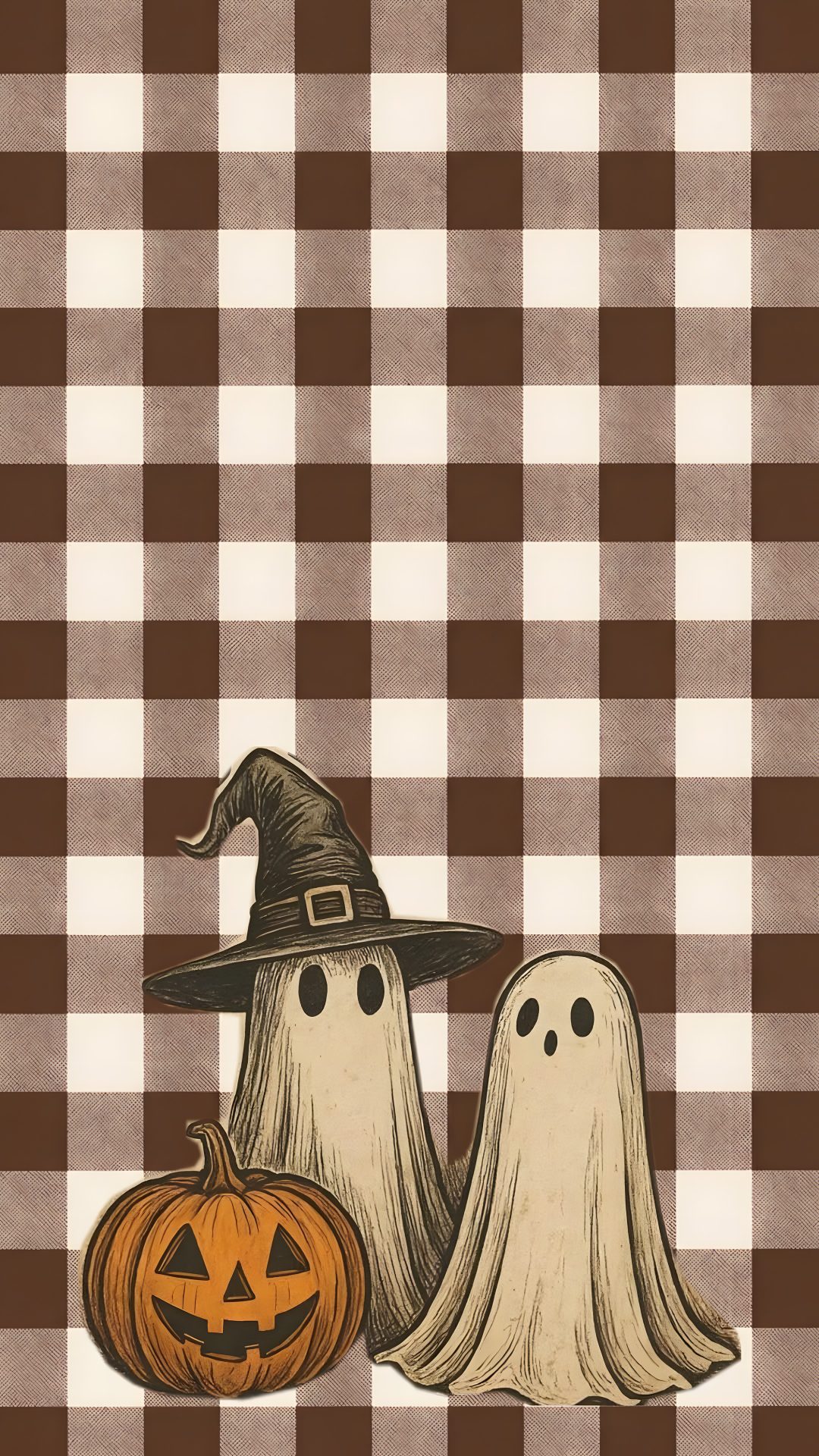 two halloween pumpkins with ghost heads on them Athstetic Halloween rosy brown