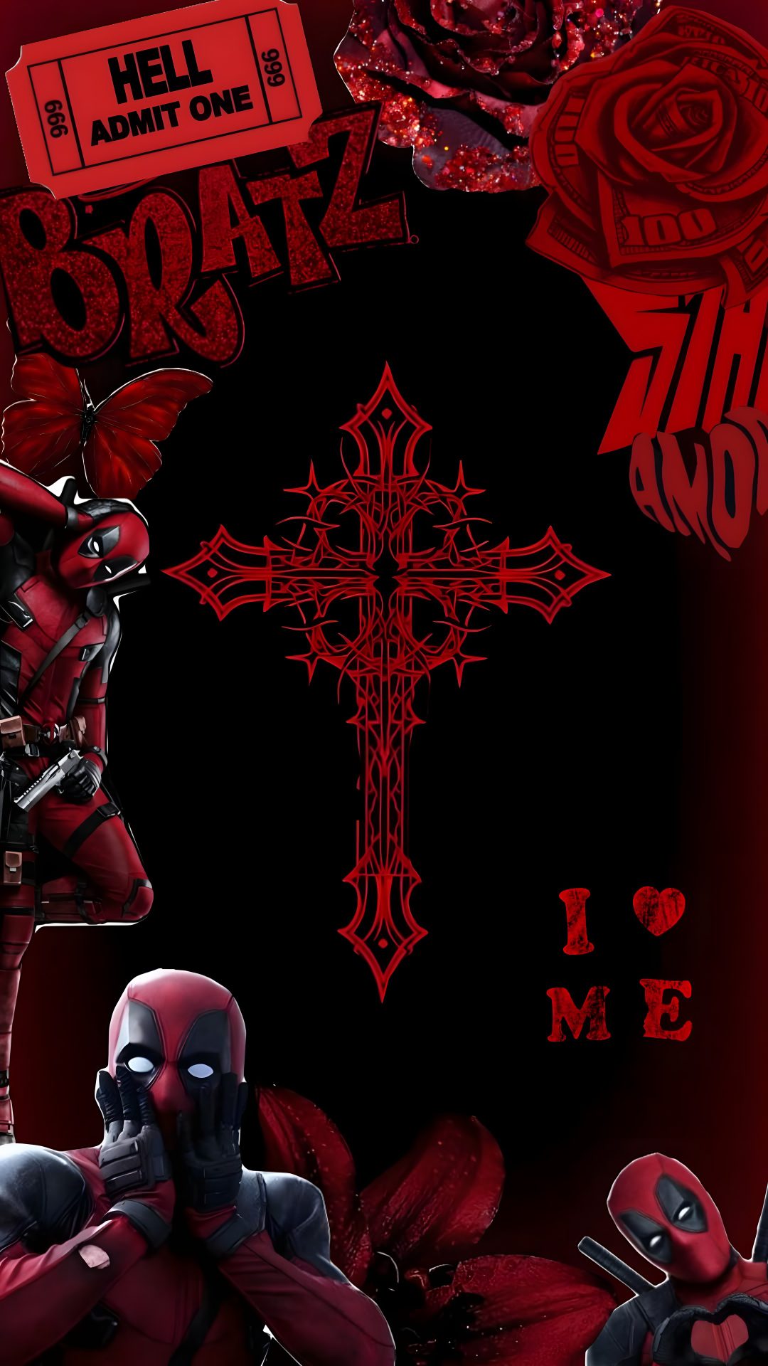 a red and black poster with the words hell is born to be written on it Deadpool Halloween Deadpool, Design, Wall, Character Design, black