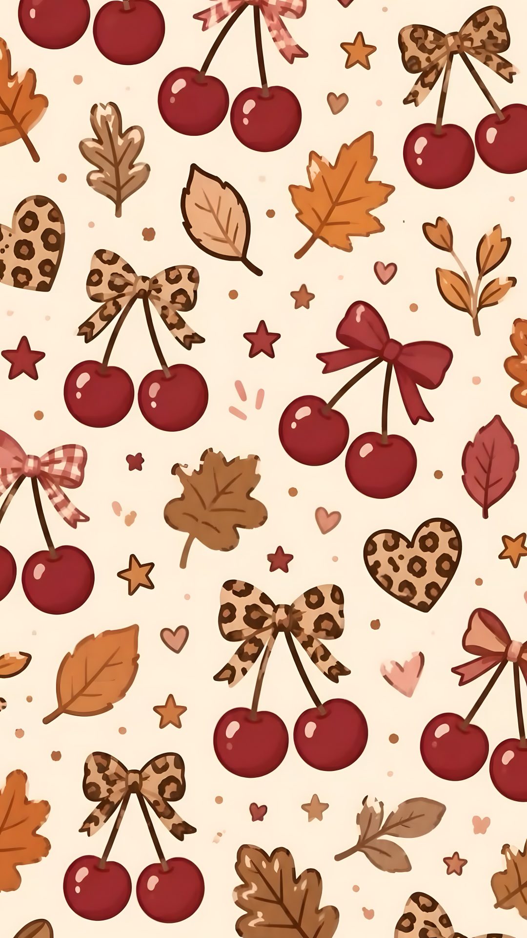 an image of cherries and leaves on a white background for wallpaper or fabric Halloween Cherry antique white