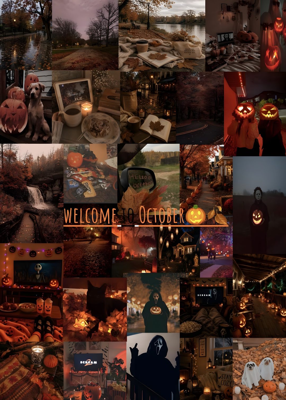a collage of halloween images with pumpkins Halloween Halloween October dark slate gray