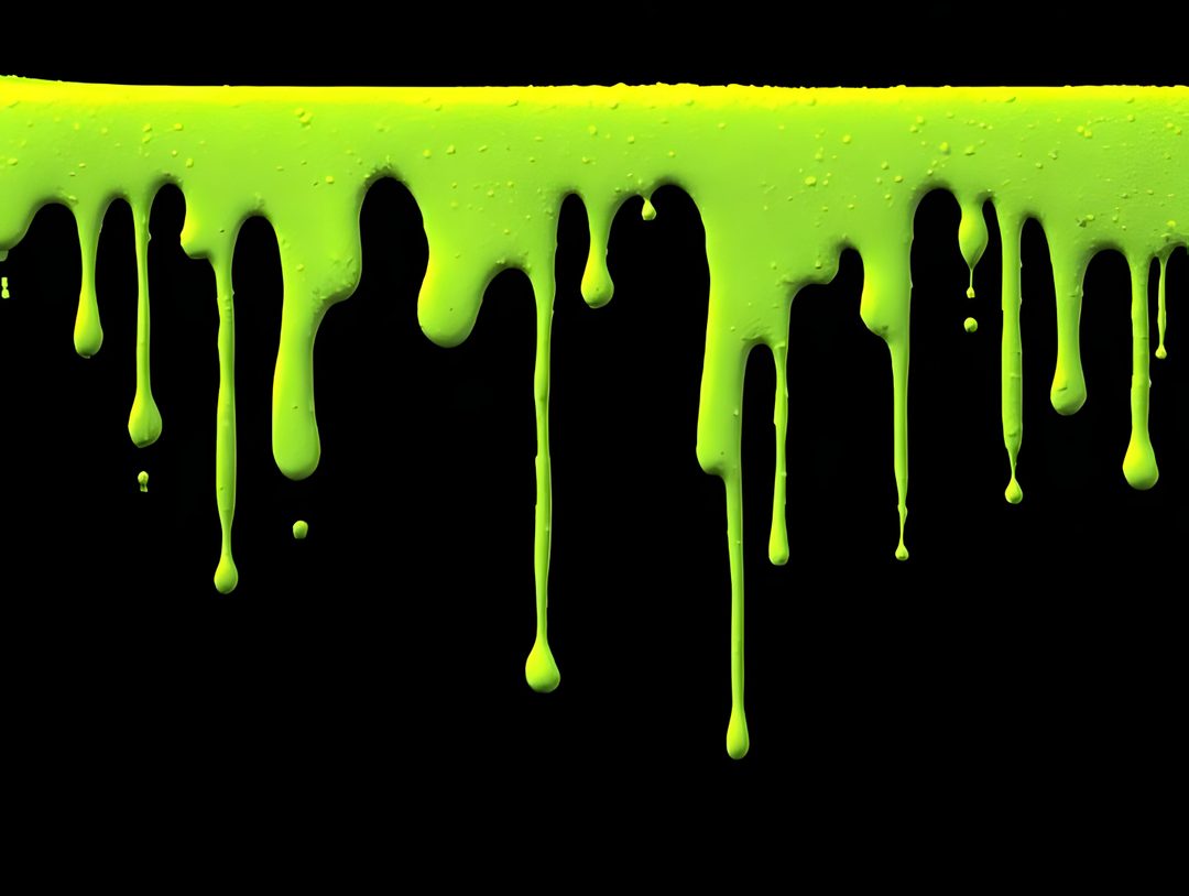 neon green dripping paint on a black background with dark shadows and small drops in the center Halloween Slime Hd black