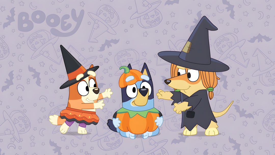 three cartoon dogs dressed up as witches and one dog wearing a witch hat, standing next to each other Bluey And Bingo Halloween Bingo Funny, Bingo, Cute Puppies, Phone, Ipad, Puppies, silver