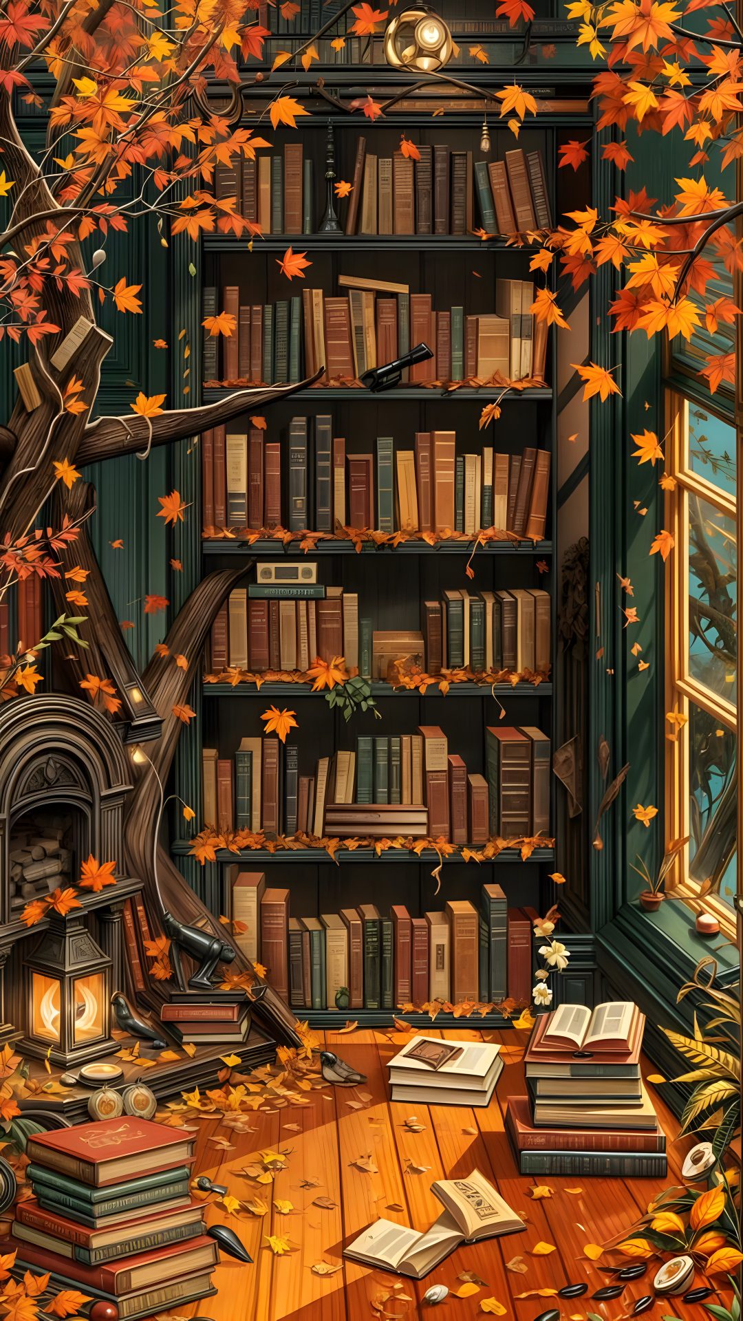 Autumn Library Aesthetic, Fall Bookshelf Background, Fall And Books Wallpaper, Fall Book Backgrounds Iphone, Library Wallpaper Iphone, Fall Book Wallpaper Iphone, Cozy Fall Book Wallpaper, Fall Library Aesthetic, Bookish Aesthetic Wallpaper Laptop Iphone Halloween Book Autumn Library Aesthetic, Fall Bookshelf Background, Fall And Books, saddle brown