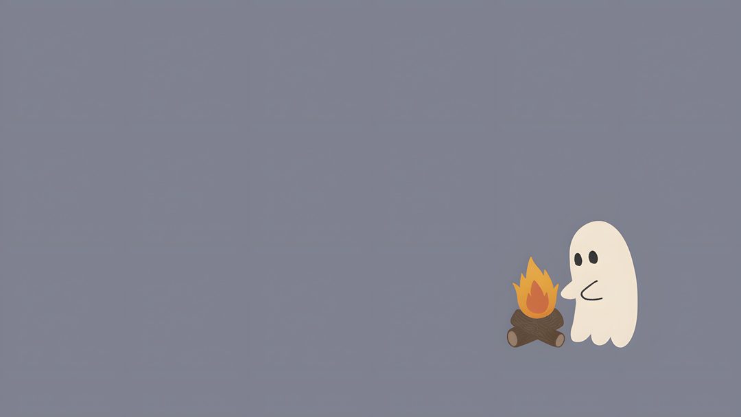a ghost holding a fire in his hand Cute Ghost Halloween Desktop slate gray