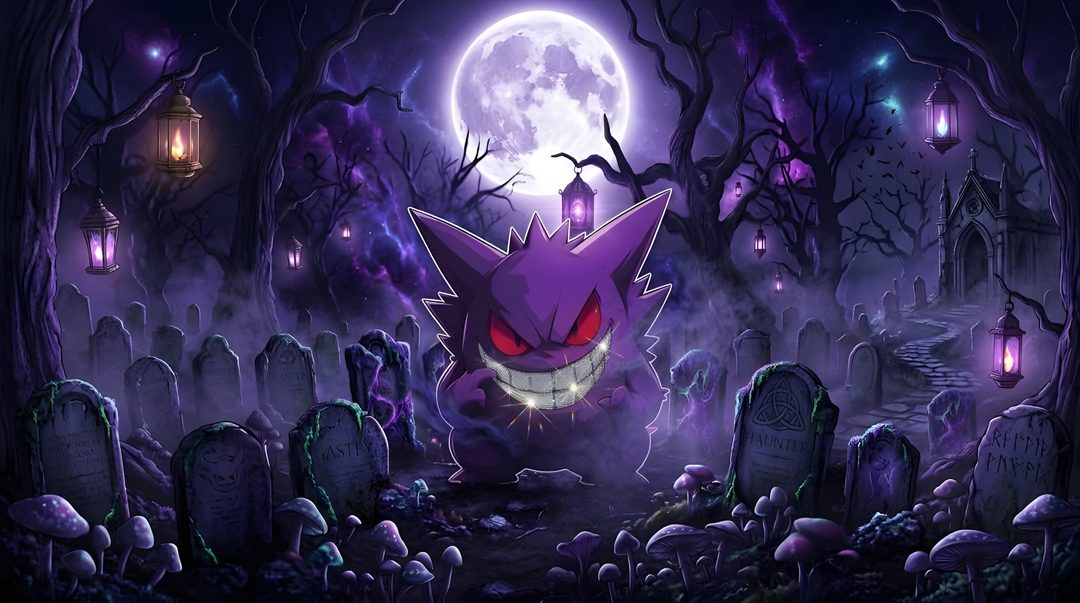 an image of a creepy halloween scene with the moon in the sky and spooky eyes Anime Halloween Pc midnight blue
