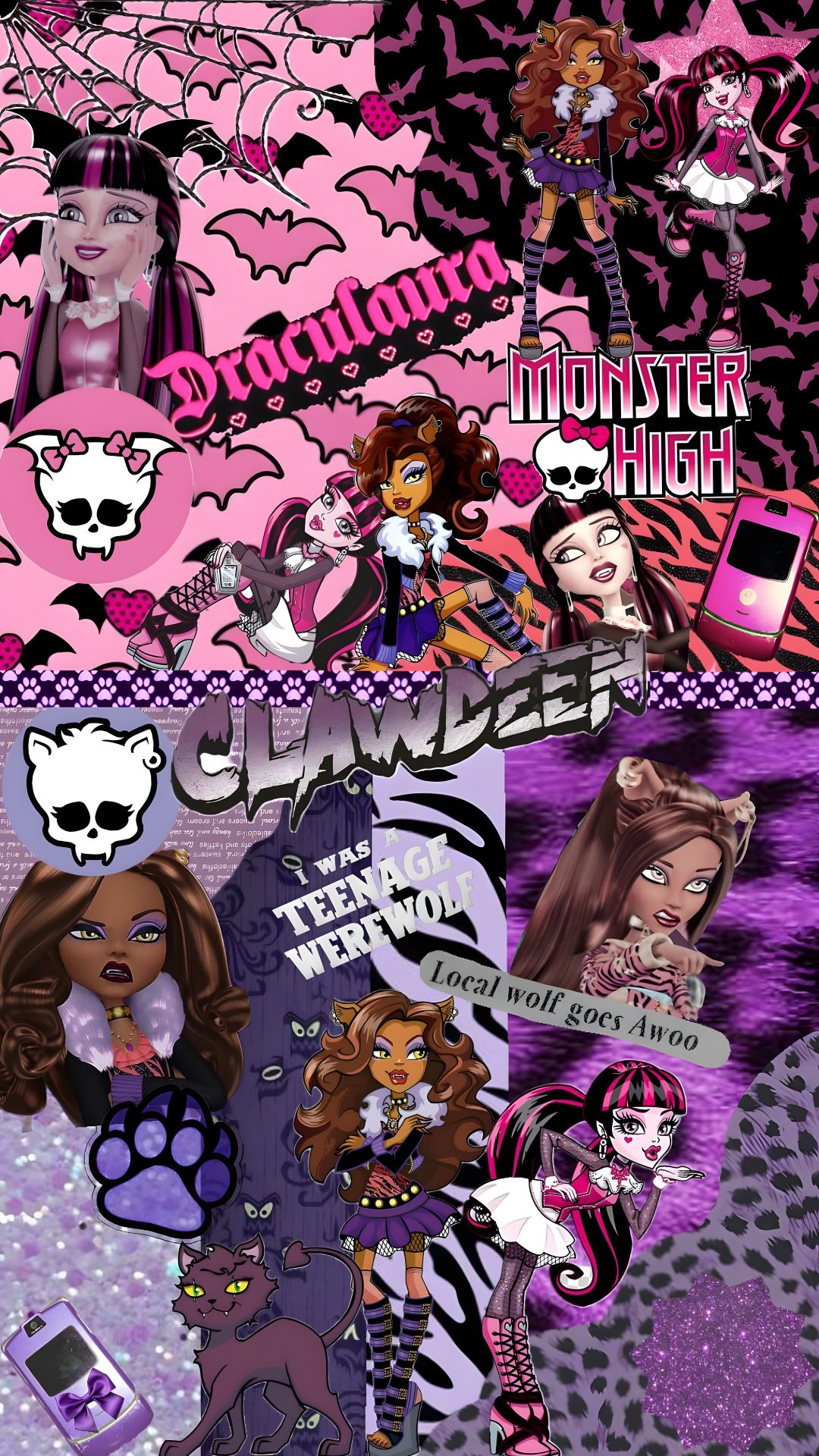 an image of some cartoon characters in the same color scheme as they appear to be Monster High Halloween dim gray